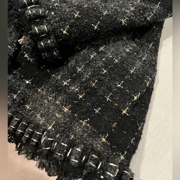 ChanelBlack Charcoal and Metallic Coat, Size 36 (XS)